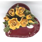 Céramique cœur et fleurs jaunes