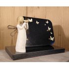 Plaque granit papillons et ange statuette résine