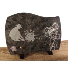 Plaque Granit jardinier fleur rose