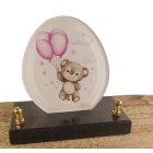 Plaque enfants altu ourson ballons rose.